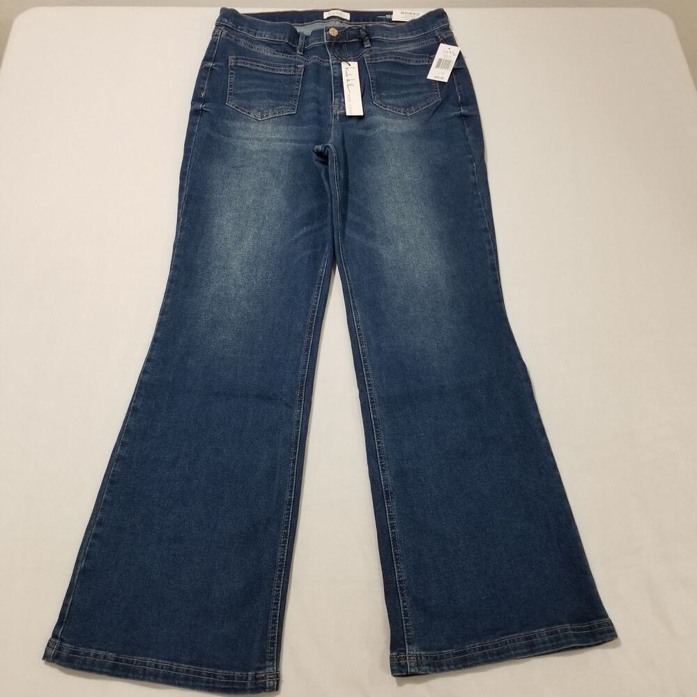 Nicole Miller Jeans 14 Nomad Super High Rise Flare Sailor Patch Pockets Yoke NWT